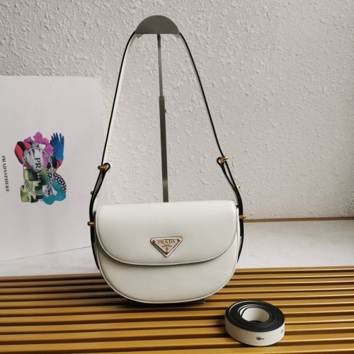 Prada Moon Leather Handbag with Adjustable Straps - Chic and Versatile