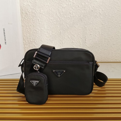 Prada Re-Nylon Compact Shoulder Bag with Pouch - Black, 23x15x7cm 1 Prada Re-Nylon Compact Shoulder Bag with Pouch - Black, 23x15x7cm