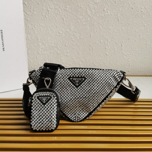Prada Triangle Crossbody Bag 1BH190 Nylon Rhinestone Couple Bag 1 Prada Triangle Crossbody Bag 1BH190 Nylon Rhinestone Couple Bag