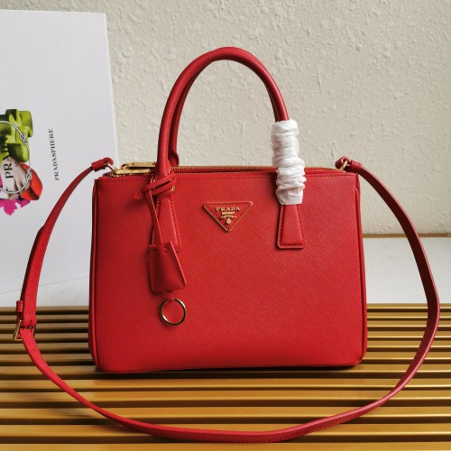 Prada Saffiano Leather Galleria Small Handbag, Iconic Design, Red 1 Prada Saffiano Leather Galleria Small Handbag, Iconic Design, Red