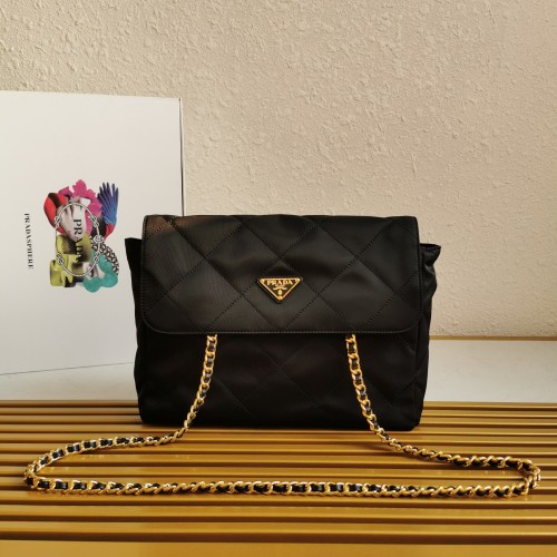 Prada Vintage Flap Bag 1BD622 Nylon Shoulder Crossbody Bag, Black Gold Chain 1 Prada Vintage Flap Bag 1BD622 Nylon Shoulder Crossbody Bag, Black Gold Chain