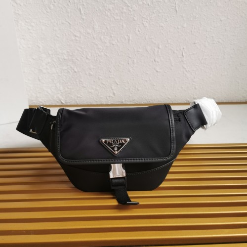 Prada Nylon Belt Bag with Leather Trim and Enamel Triangle Logo in Black 1 Prada Nylon Belt Bag with Leather Trim and Enamel Triangle Logo in Black