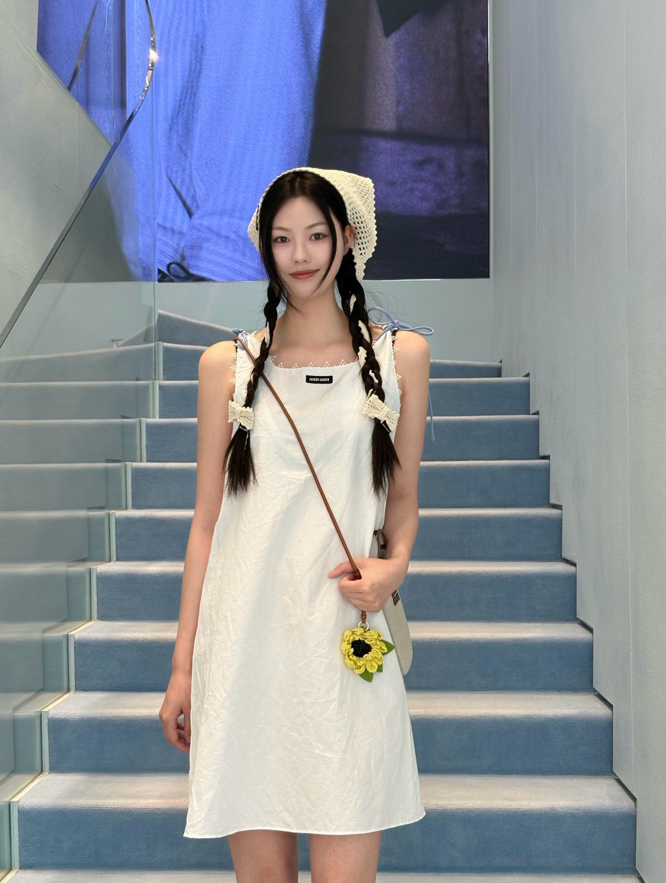 미우미우 내추럴 플리츠 민소매 원피스 상세 이미지 8