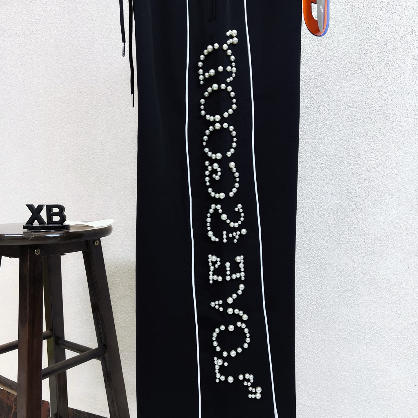 Pantalones Rectos con Perlas y Letras, Estilo Casual Unisex, Color Negro 9 i1757086578813 5401 0 7