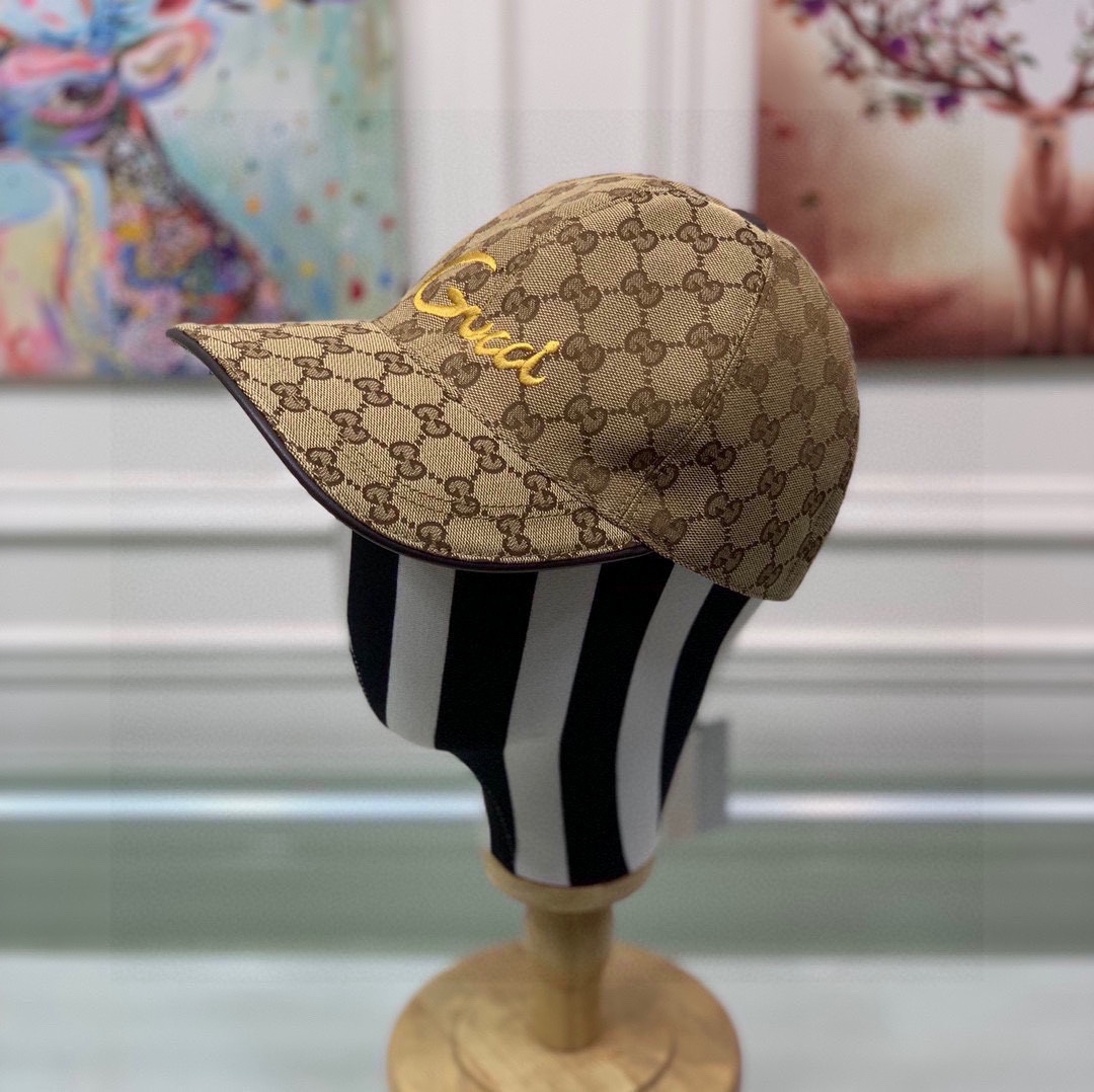 Gucci Hats Baseball Cap Embroidery Canvas Cotton Cowhide Fashion