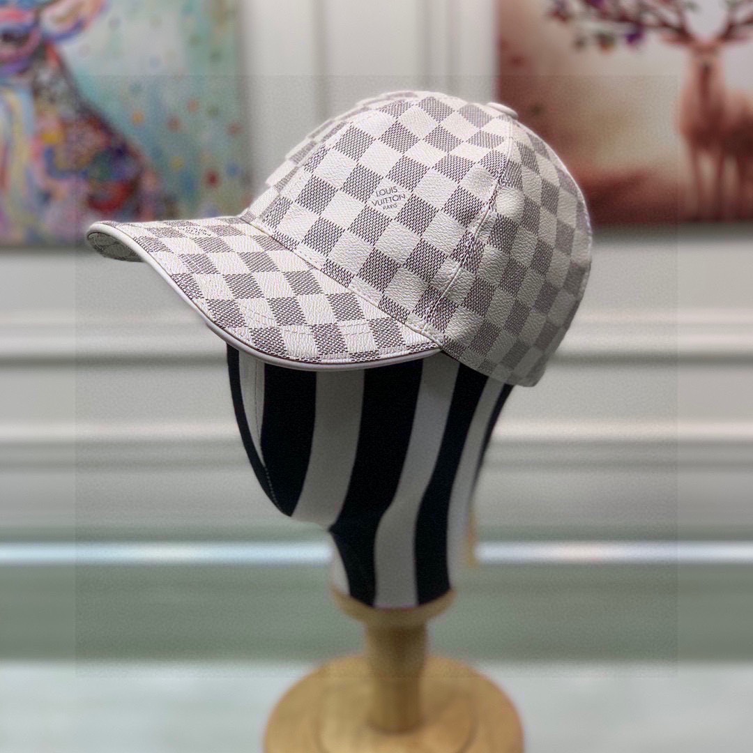 Replcia Cheap From China
 Louis Vuitton Hats Baseball Cap White Damier Azur Cowhide PU