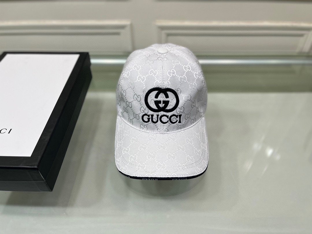配盒子布袋Gucci古奇新款原单棒球帽GUCCI刺绣1:1开模订制重工刺绣细节可媲美专柜原版帆布料+头层