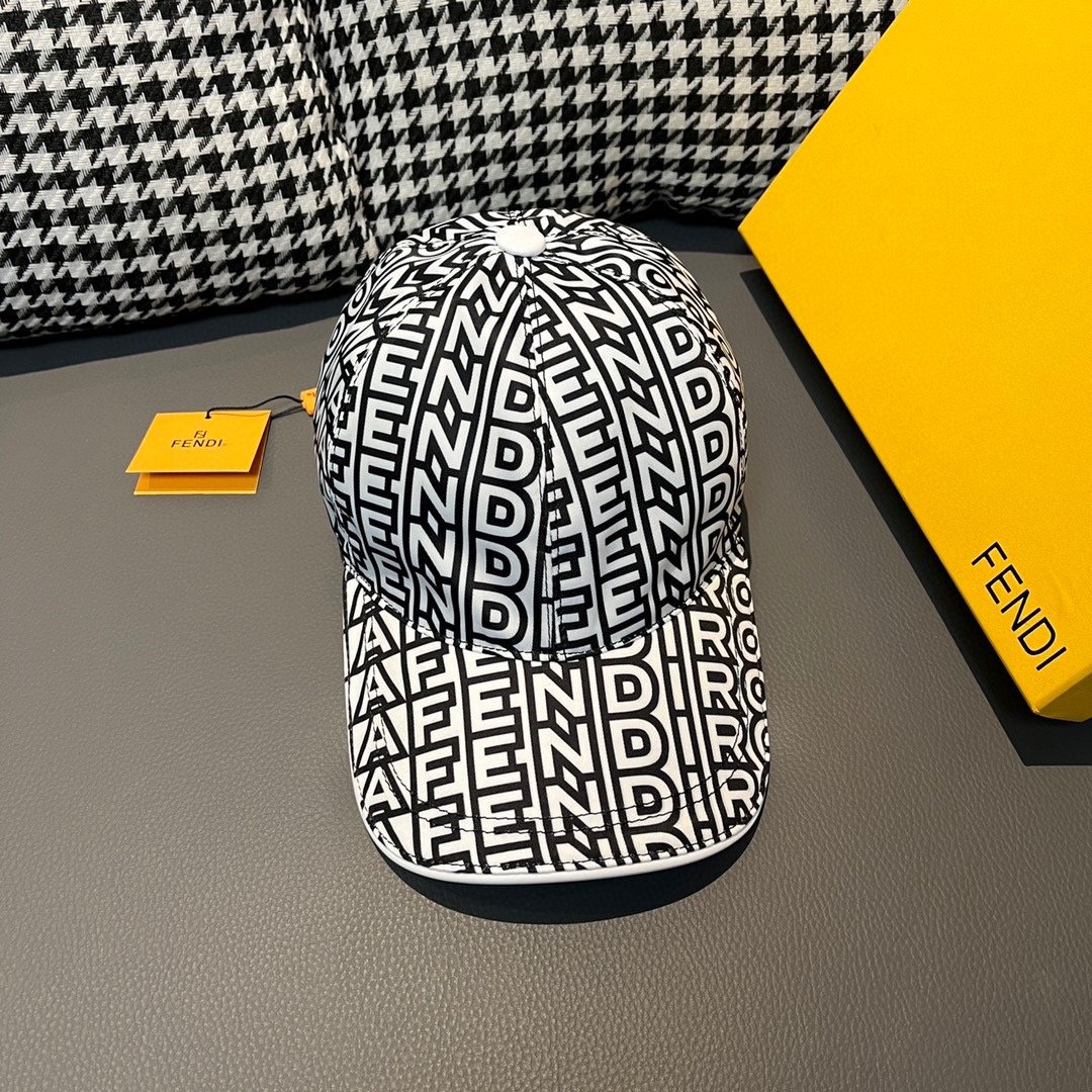 新款出货配盒子布袋Fendi芬迪新款原单棒球帽FENDI印花专柜热卖款口碑极佳1:1开模订制原版帆布料+