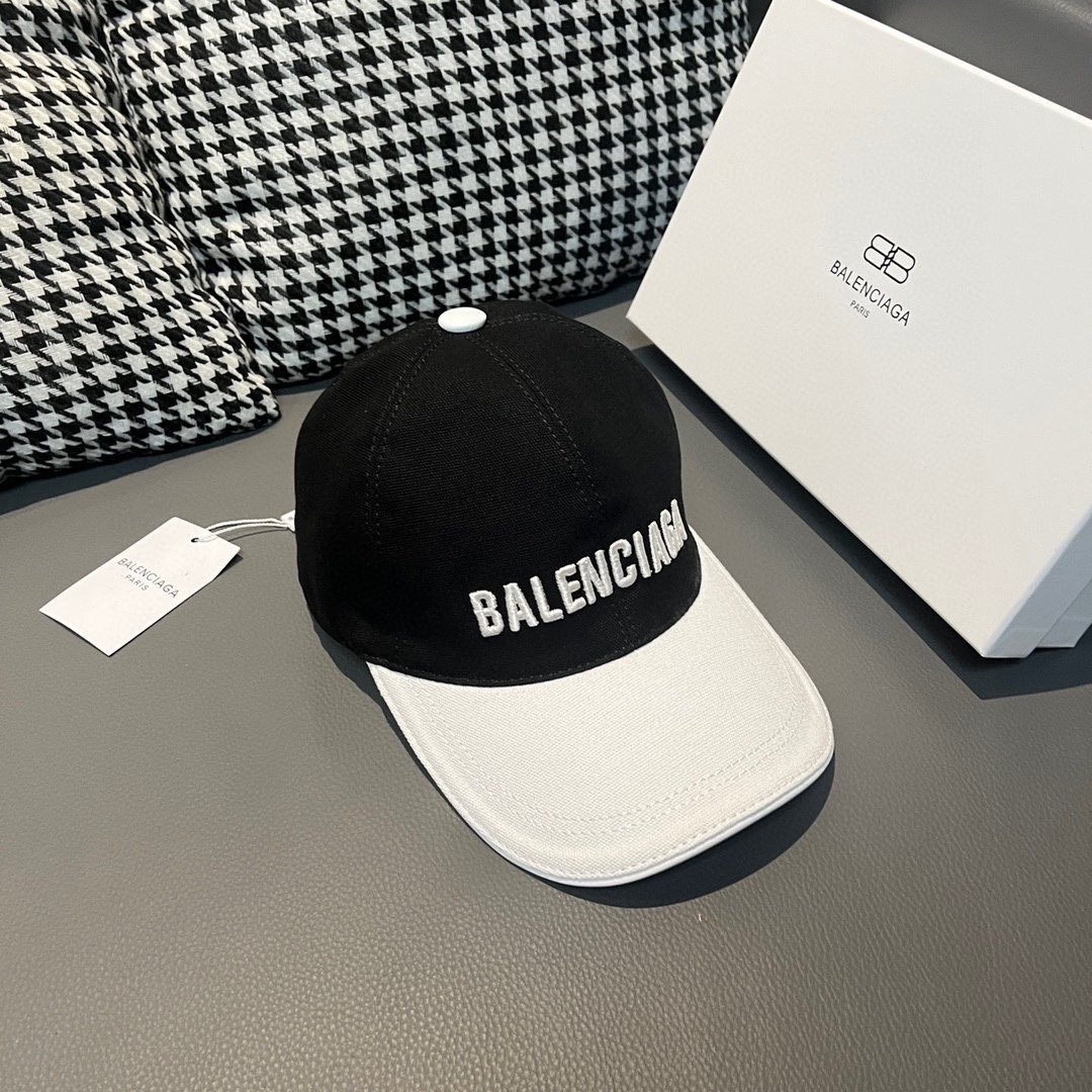 新款出货配盒子布袋Balenciaga巴黎世家新款原单棒球帽黑白拼色1:1开模订制全新立体刺绣精致无暇！