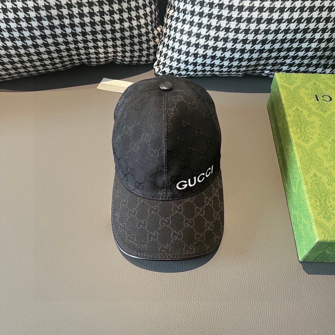 新款出货！配盒子布袋Gucci古奇最新款原单棒球帽Gucci小刺绣专柜1:1开模订制最高版本原版帆布料+