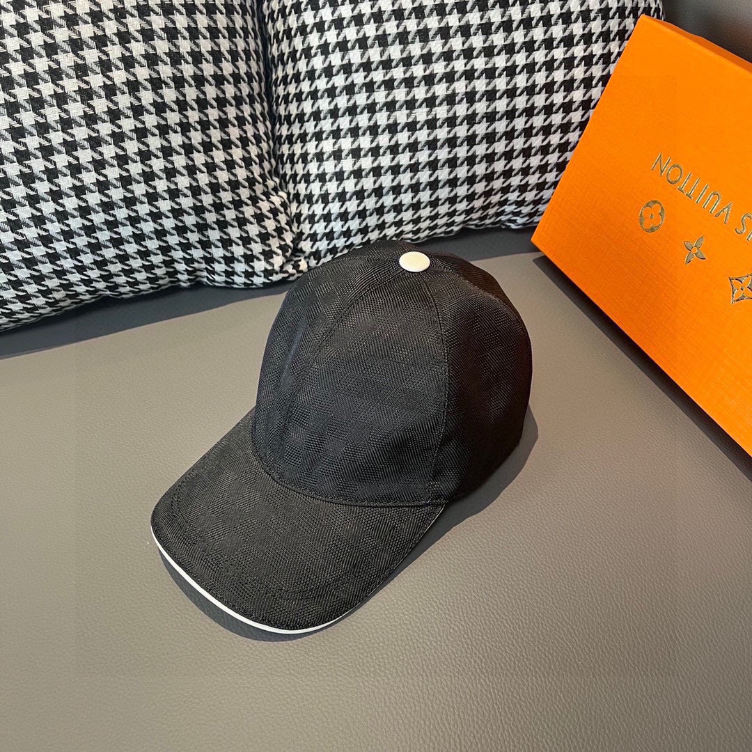 配包装布袋LV路易威登新款原单棒球帽经典棋盘格1:1开模订制原版专柜布料+头层牛皮小方格时尚帅气质量超赞