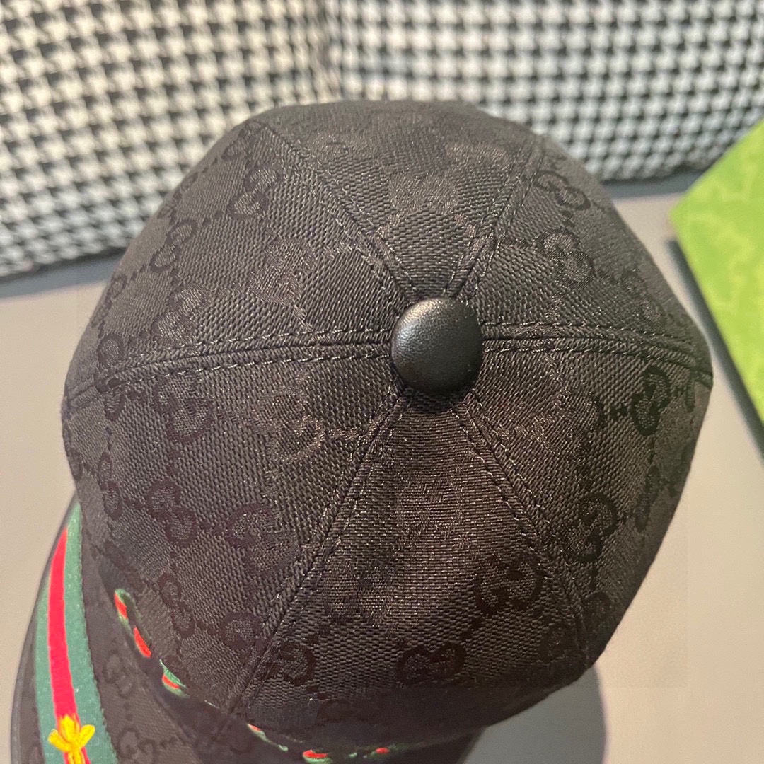 配盒子布袋Gucci古奇新款原单棒球帽1:1开模订制重工刺绣细节可媲美专柜原版帆布料+头层牛皮质量超赞！
