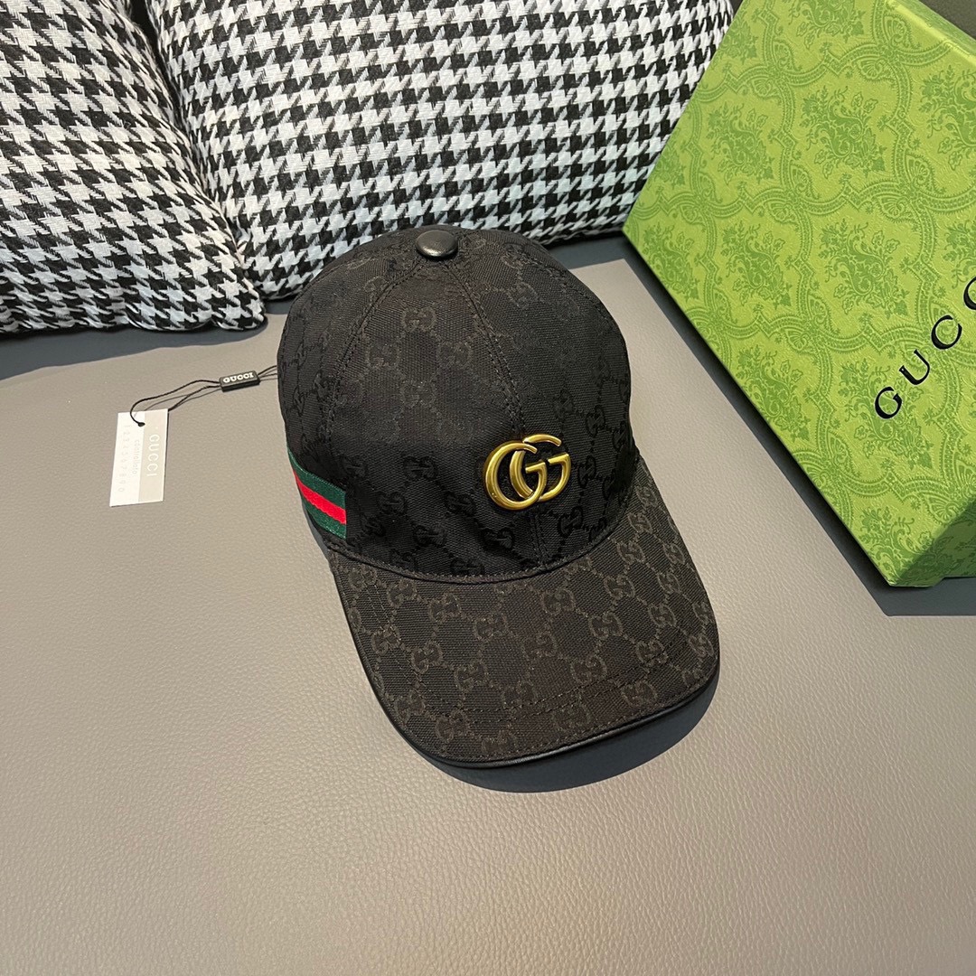 新款到货！配包装布袋Gucci古奇新款原单棒球帽金属双G专柜最新款1:1开模订制正版开模五金原版帆布料+