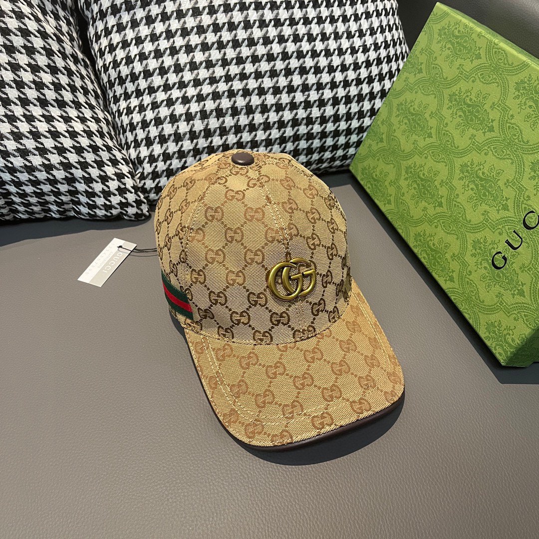 新款到货！配包装布袋Gucci古奇新款原单棒球帽金属双G专柜最新款1:1开模订制正版开模五金原版帆布料+