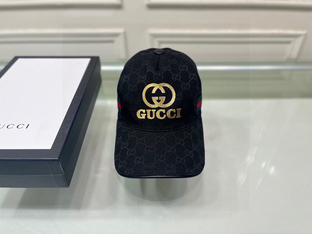 配盒子布袋Gucci古奇原单棒球帽烫金双G1:1开模订制最高版本原版帆布料+头层牛皮纯棉内里轻盈透气实物