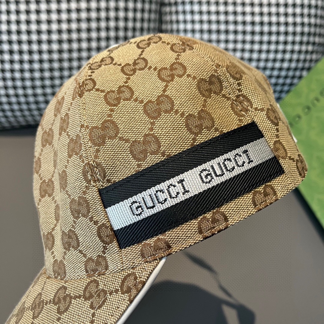 配盒子布袋Gucci古奇经典原单棒球帽logo织带专柜1:1开模订制最高版本原版帆布料+头层牛皮纯棉内里