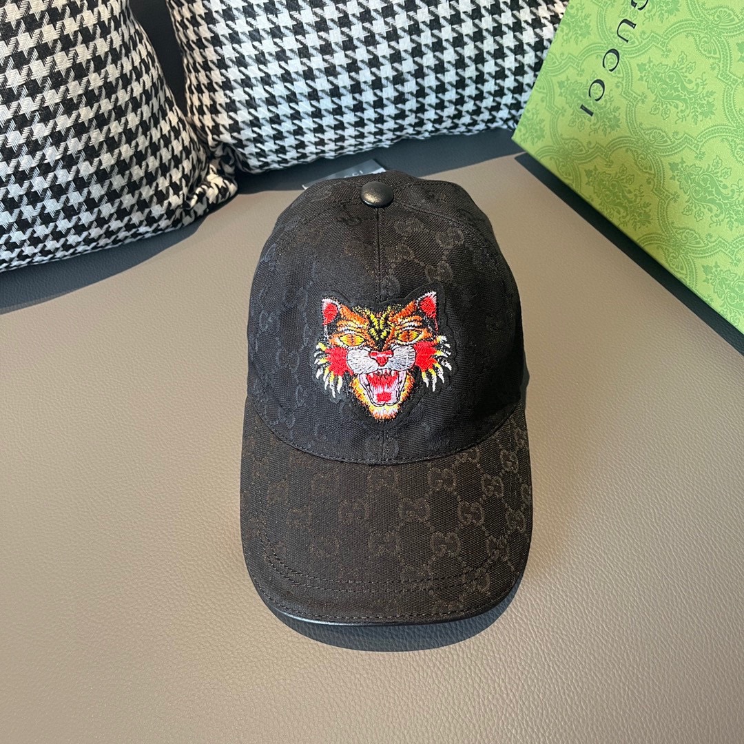 Gucci Sombreros Gorras Bordado Lona Cuero de vaca Fashion