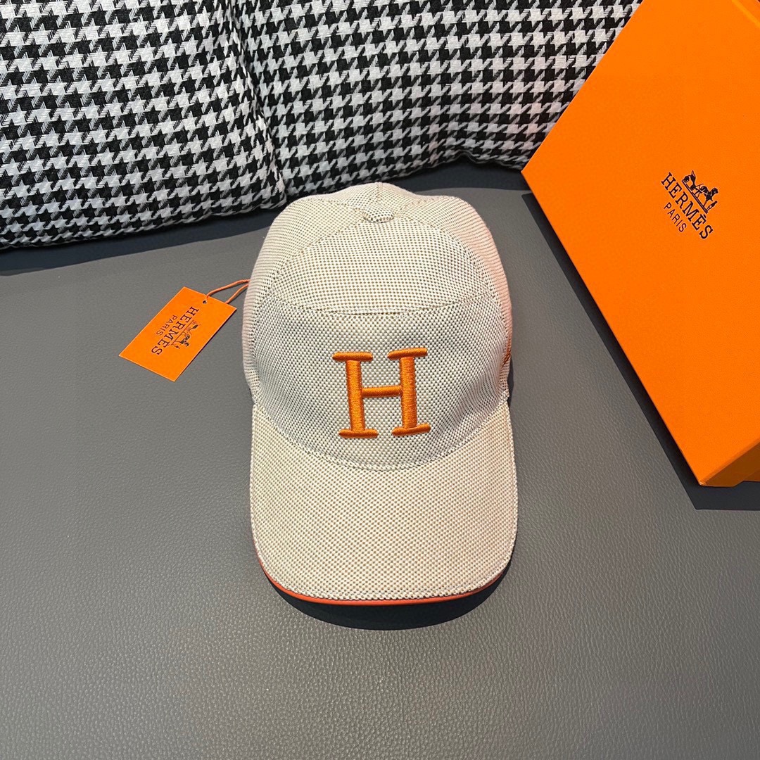 Hermes Sombreros Gorras Lona Cuero de vaca Fashion