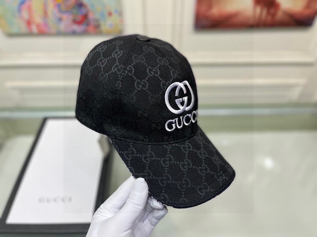 配盒子布袋Gucci古奇新款原单棒球帽GUCCI刺绣1:1开模订制重工刺绣细节可媲美专柜原版帆布料+头层