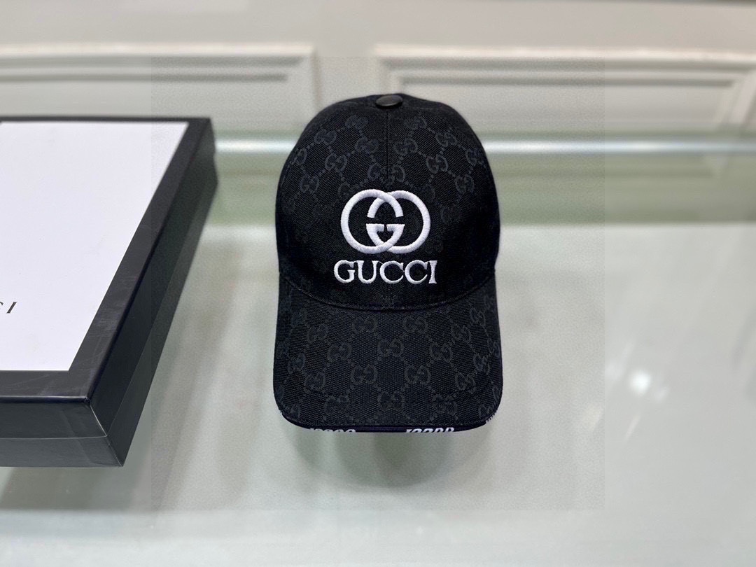 配盒子布袋Gucci古奇新款原单棒球帽GUCCI刺绣1:1开模订制重工刺绣细节可媲美专柜原版帆布料+头层