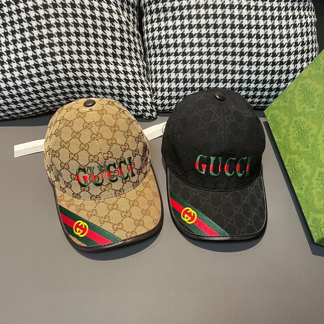 配盒子布袋Gucci古奇新款原单棒球帽双G织带1:1开模订制重工刺绣细节可媲美专柜原版帆布料+头层牛皮质