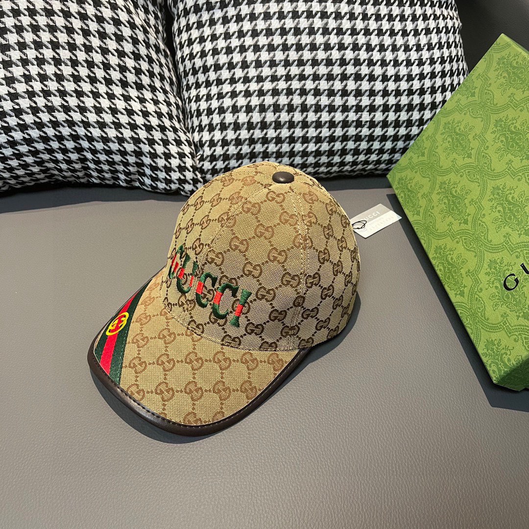 配盒子布袋Gucci古奇新款原单棒球帽双G织带1:1开模订制重工刺绣细节可媲美专柜原版帆布料+头层牛皮质