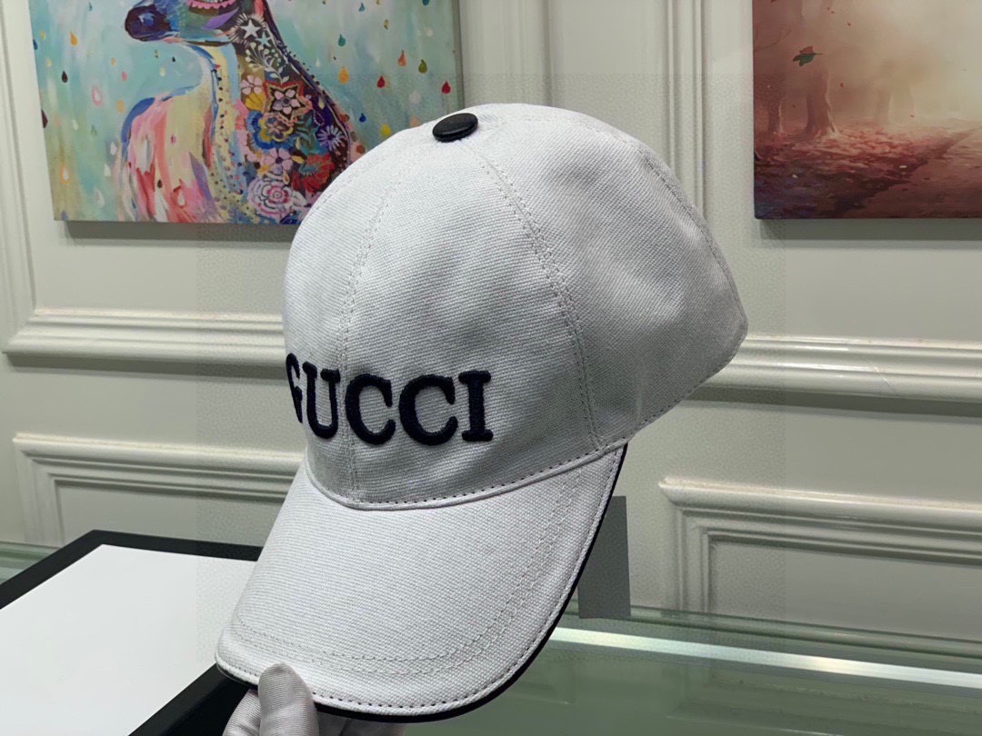 配盒子布袋Gucci古奇新款原单棒球帽GUCCI刺绣1:1开模订制重工刺绣细节可媲美专柜原版帆布料+头层