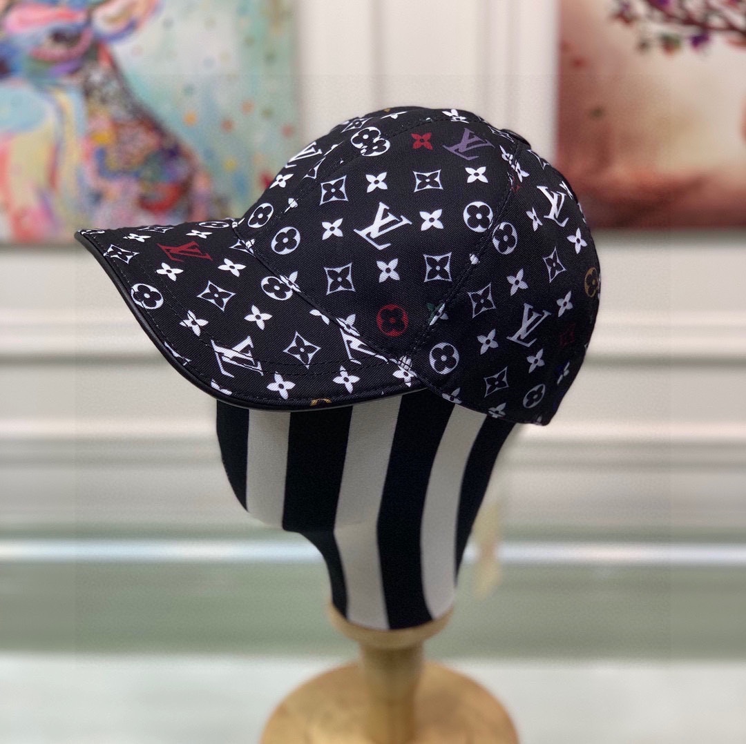 ¡Nuevo envío! Con caja y bolsa de tela, gorra de béisbol original nueva LV Louis Vuitton, estampado de colores, molde p…