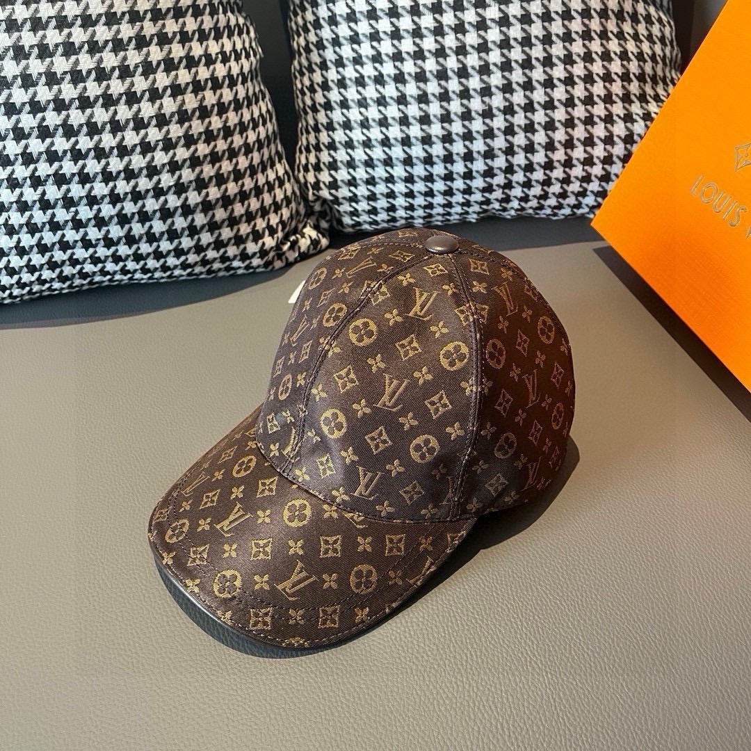 Louis Vuitton Hoeden Pet Canvas Katoen Koeienhuid