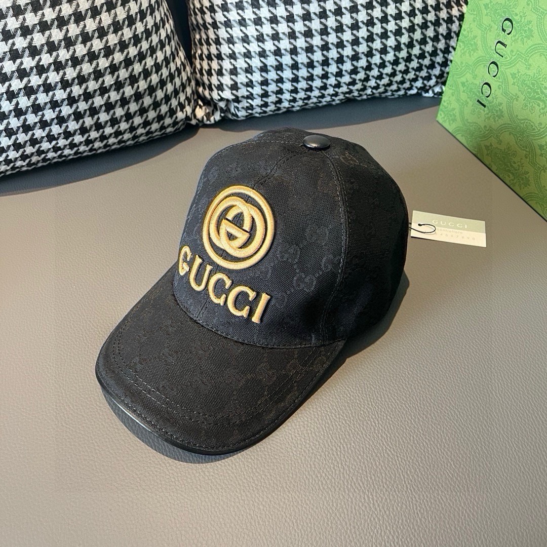 Con caja y bolsa, gorra de béisbol original nueva de Gucci, bordado GUCCI, molde personalizado 1:1, bordado de hilo dor…