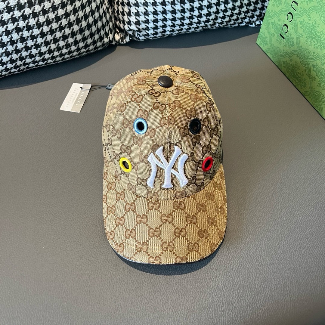 Gorra de béisbol colaboración NY & Gucci, último modelo de tienda, bordado NY, molde personalizado 1:1, lona transpirab…