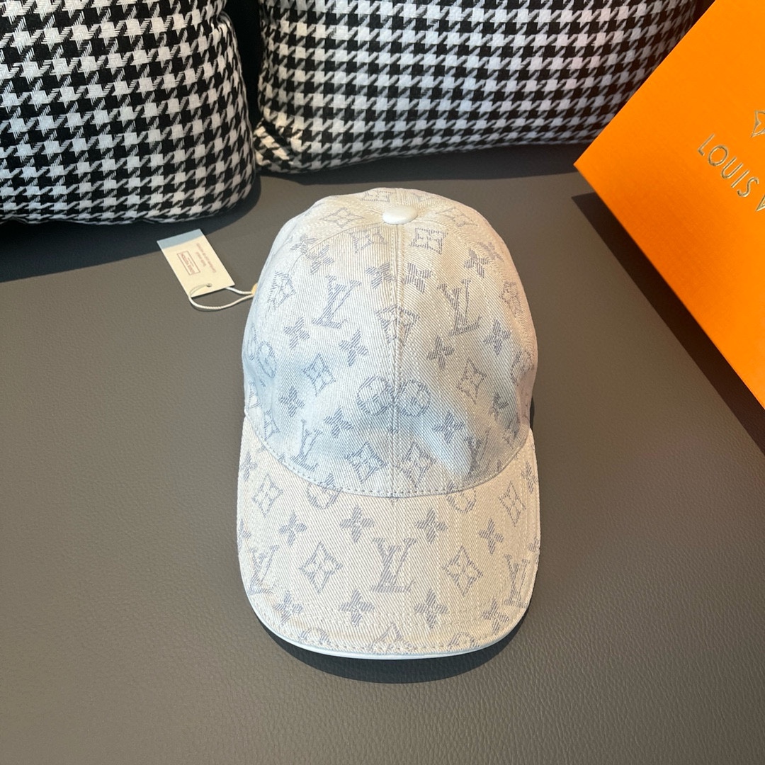 Con bolsa de tela, gorra de béisbol nueva de LV Louis Vuitton original, vaquera blanca jacquard de LV, contrahecha 1:1 …