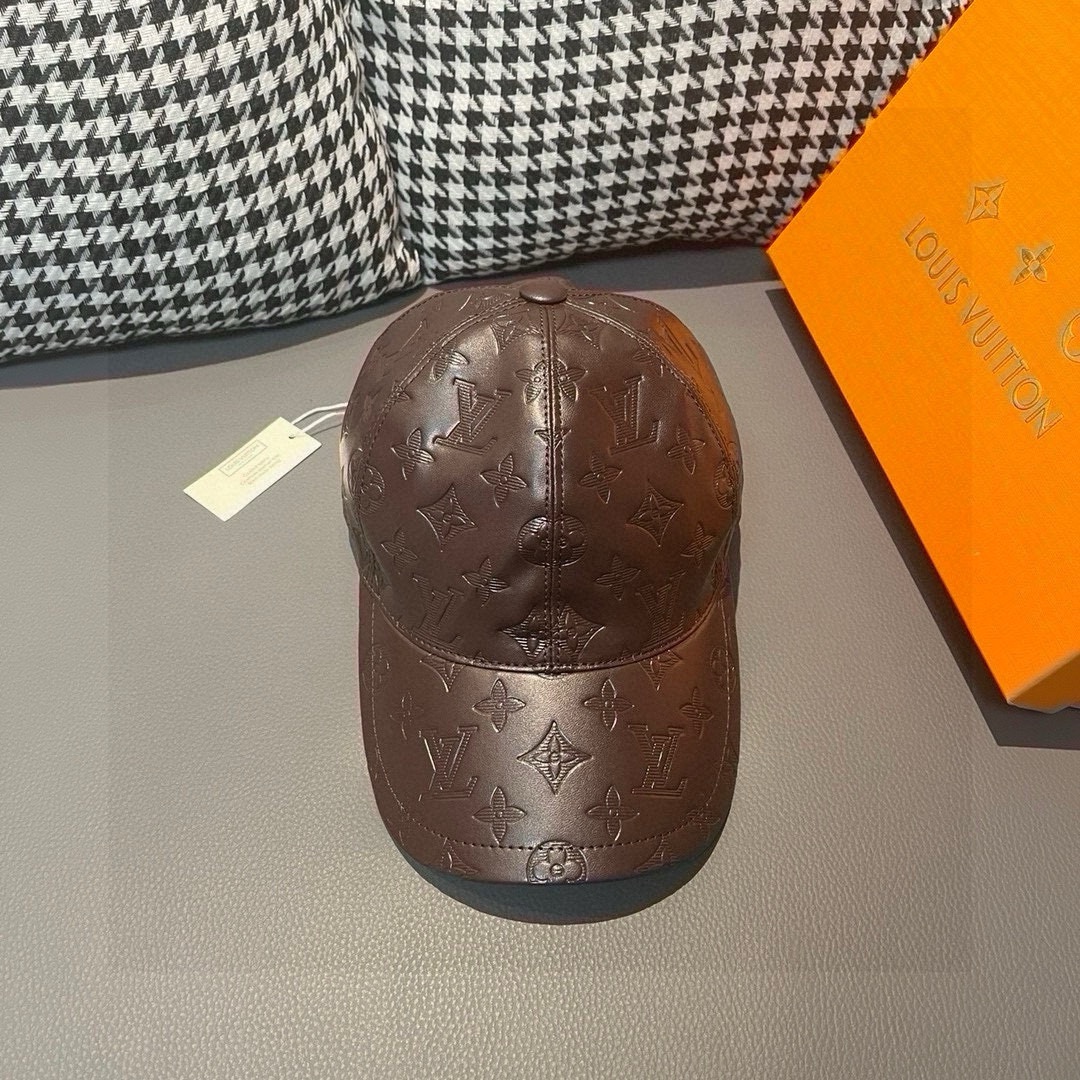 ¡Nuevo envío! Con caja y bolsa de tela, gorra de béisbol LV Louis Vuitton nueva de imitación original, estampado de cue…