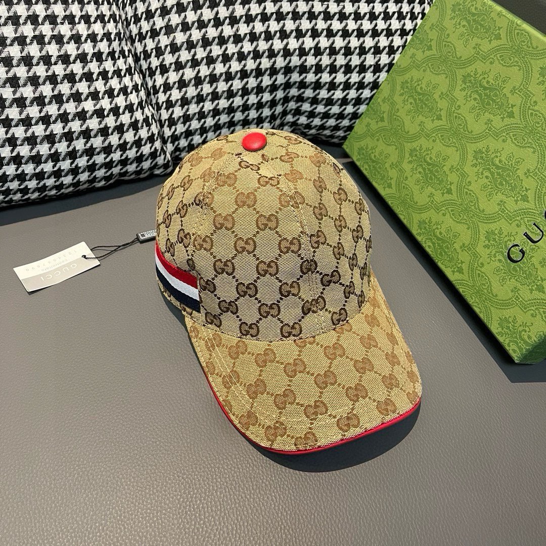 Con caja y bolsa de tela, gorra de béisbol original de Gucci (Gucci) nuevo modelo, cinta tejida de tres colores, molde …