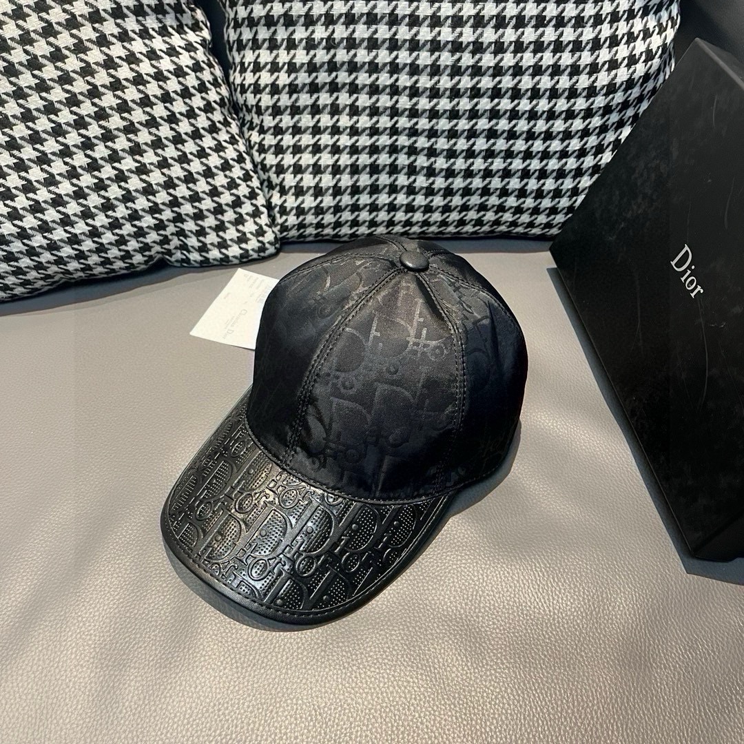 Con bolsa de tela, gorra de béisbol nueva original de Dior, mezcla de piel y lona clásica de Dior, encanto retro, molde…