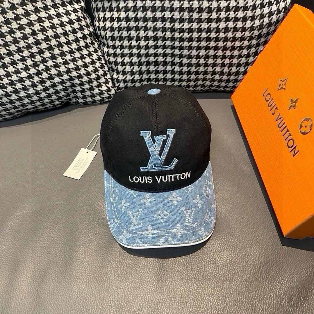 ¡Nuevo envío! Con caja y bolsa de tela. Gorra de béisbol LV (Louis Vuitton) nueva y original, con patrón clásico combin…