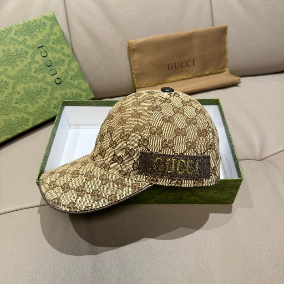 ¡Nuevo estilo en stock! Con bolsa de embalaje de tela, Gucci (古奇) nuevo estilo gorra de béisbol original, cinta estampa…