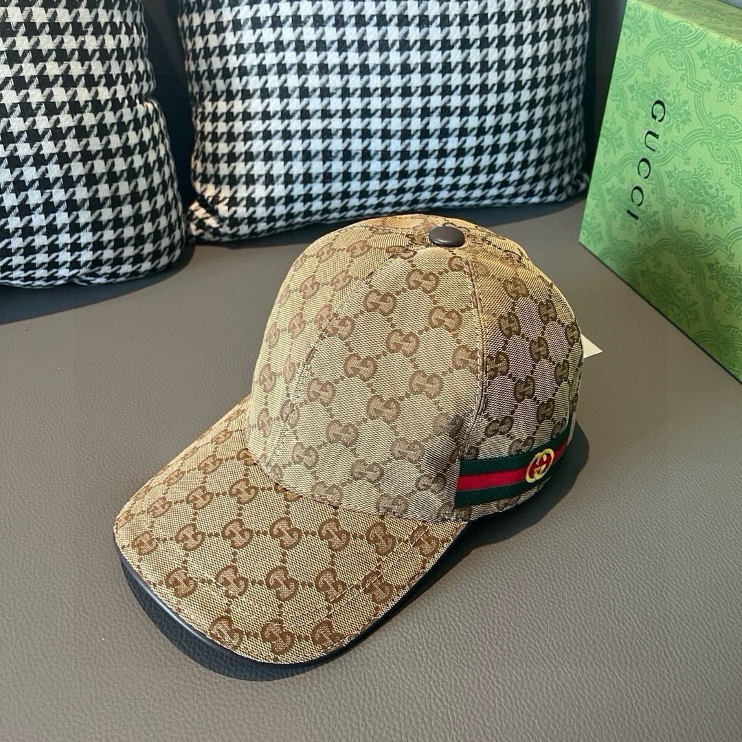 Con caja y bolsa de tela, gorra de béisbol original más reciente de Gucci, cinta doble G. Réplica 1:1 de la tienda, ver…