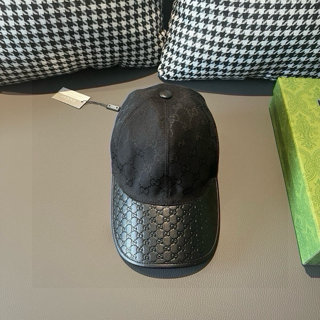 Gucci Hats Baseball Cap Splicing Cowhide