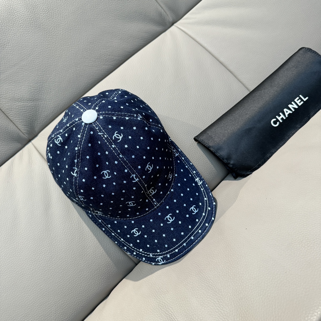 Con bolsa de tela, gorra de béisbol original de Chanel, vaquera con doble C pequeña, molde de mostrador 1:1, tela vaque…