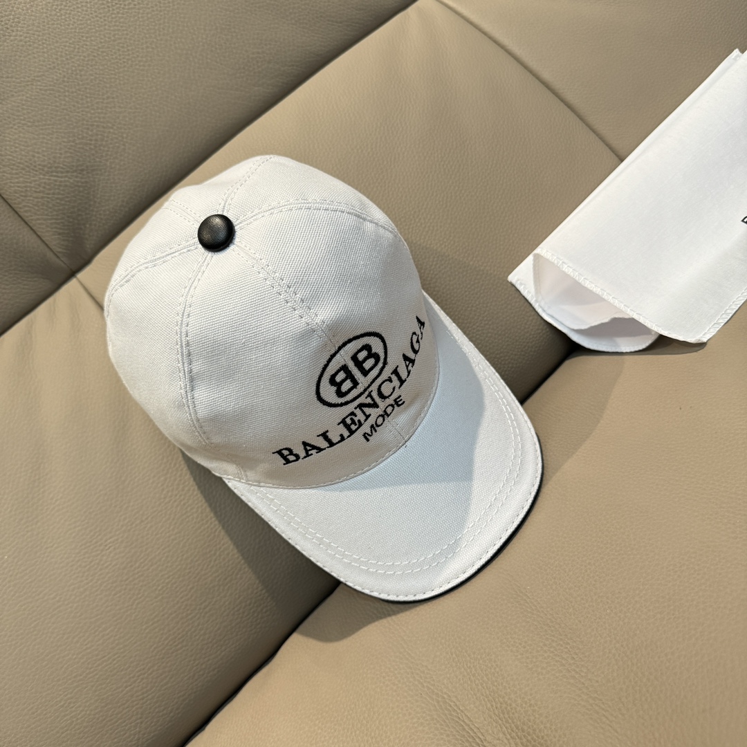 Balenciaga Sombreros Gorras Negro Blanco Bordado Lona Cuero de vaca