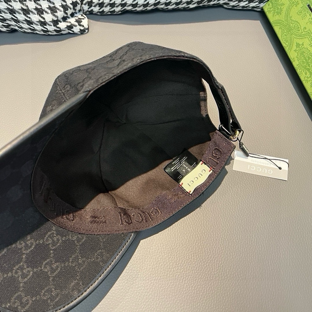 配包装布袋Gucci古奇经典原单棒球帽竖条小织带1:1开模订制原版帆布料+头层牛皮真皮包边帅气时尚代购热