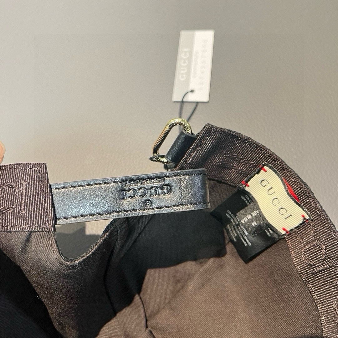 配包装布袋Gucci古奇经典原单棒球帽竖条小织带1:1开模订制原版帆布料+头层牛皮真皮包边帅气时尚代购热