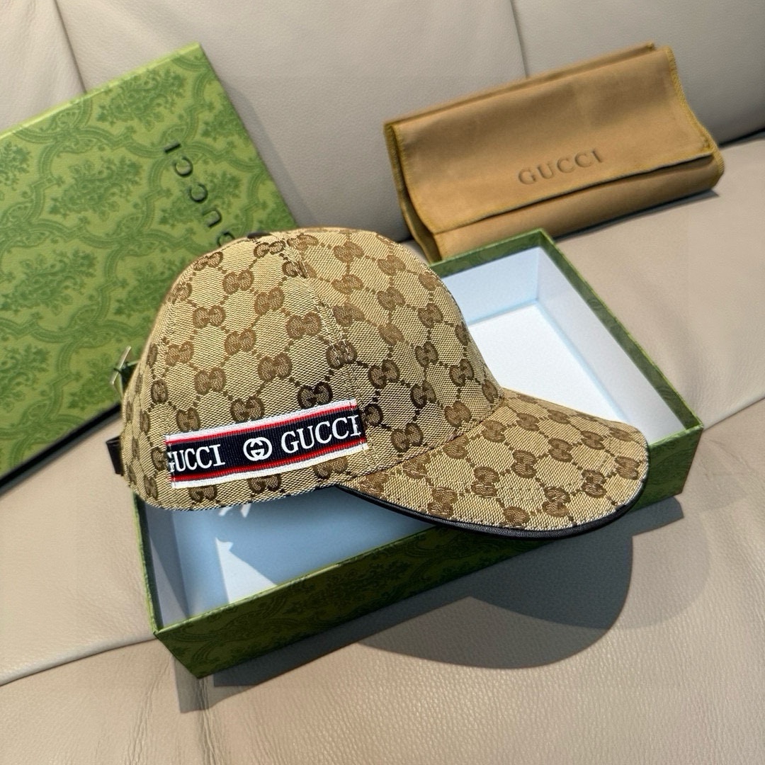 配包装布袋Gucci古奇新款原单棒球帽logo织带专柜1:1开模订制原版帆布面料+头层牛皮轻盈透气！基础