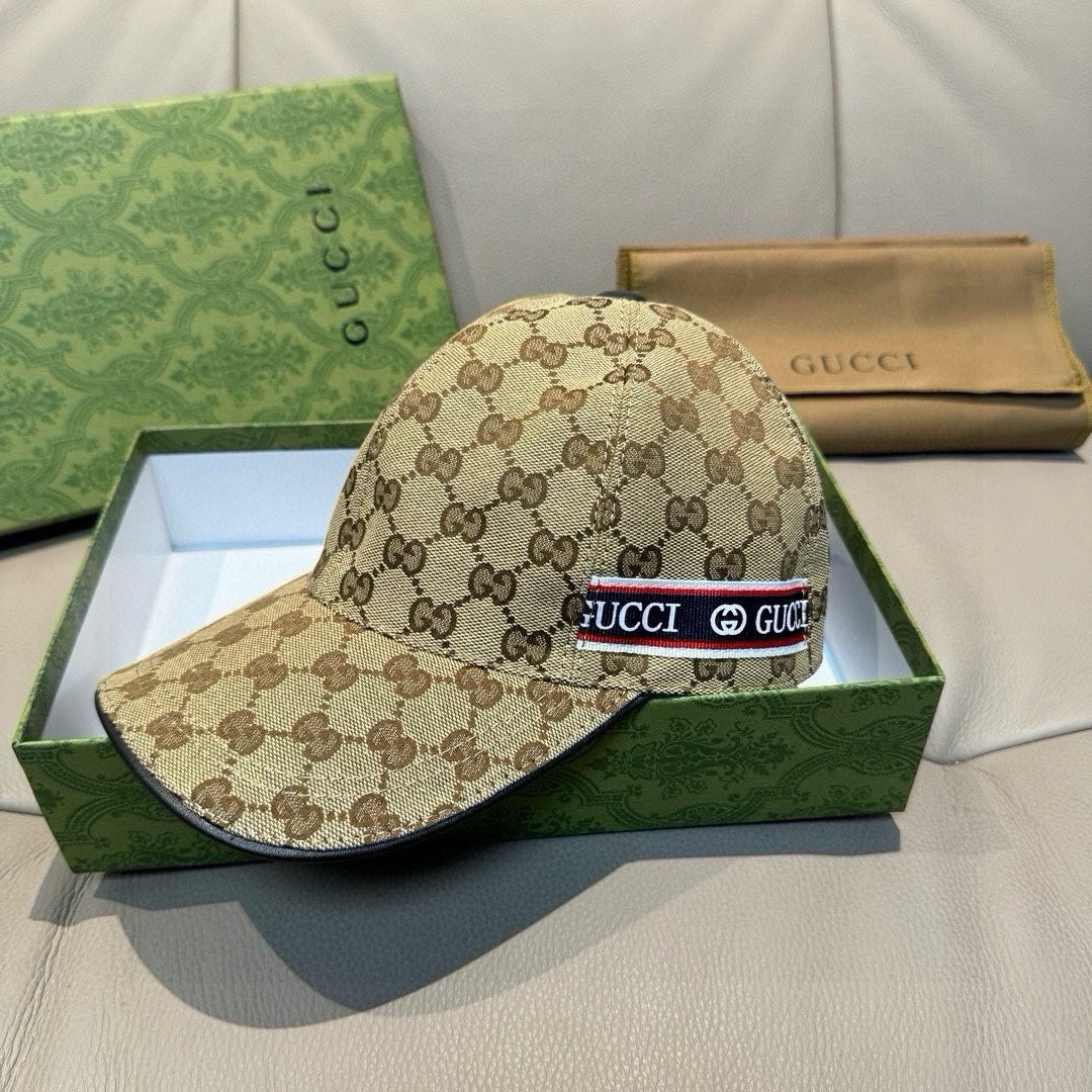配包装布袋Gucci古奇新款原单棒球帽logo织带专柜1:1开模订制原版帆布面料+头层牛皮轻盈透气！基础