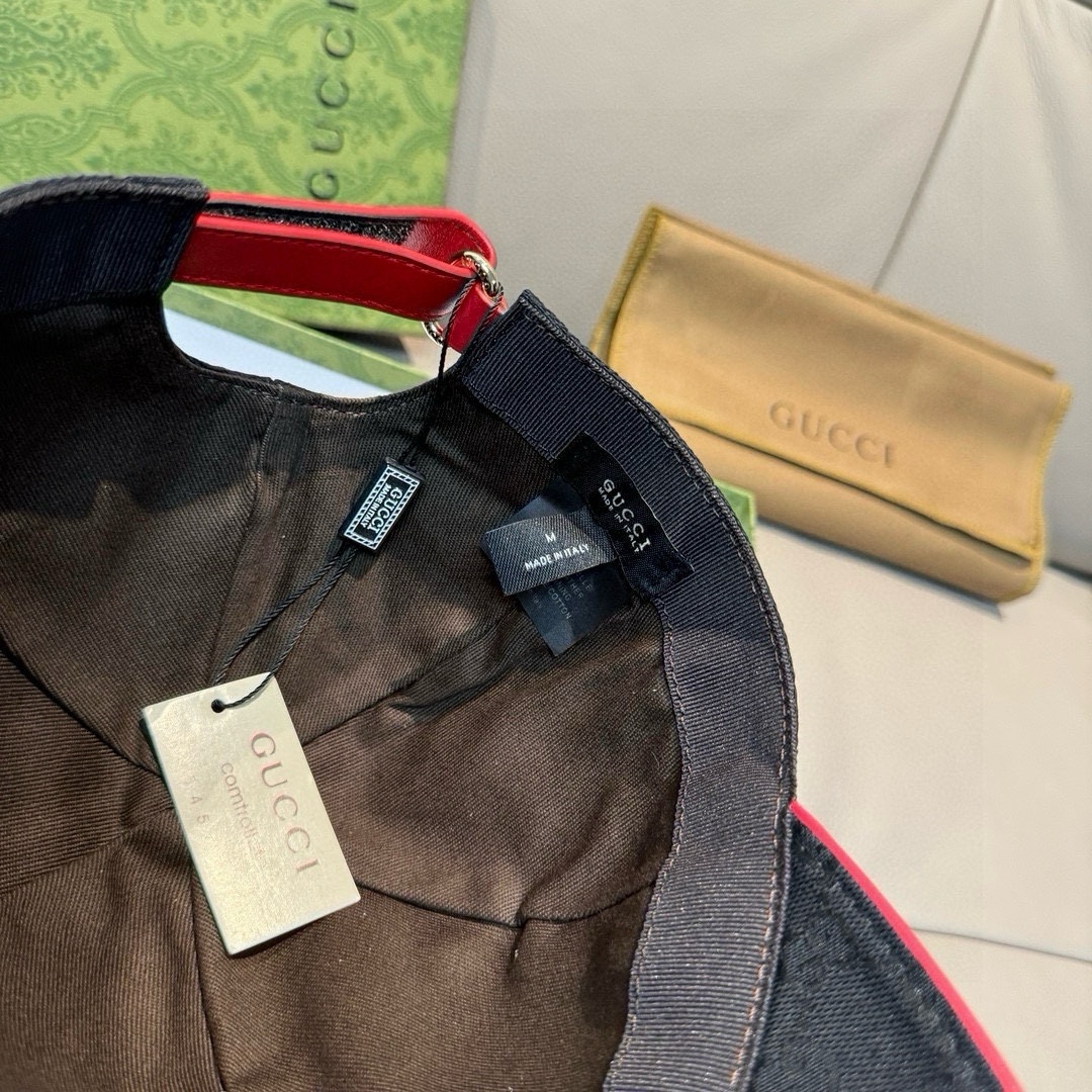 配包装布袋Gucci古奇新款原单棒球帽logo织带专柜1:1开模订制原版帆布面料+头层牛皮轻盈透气！基础