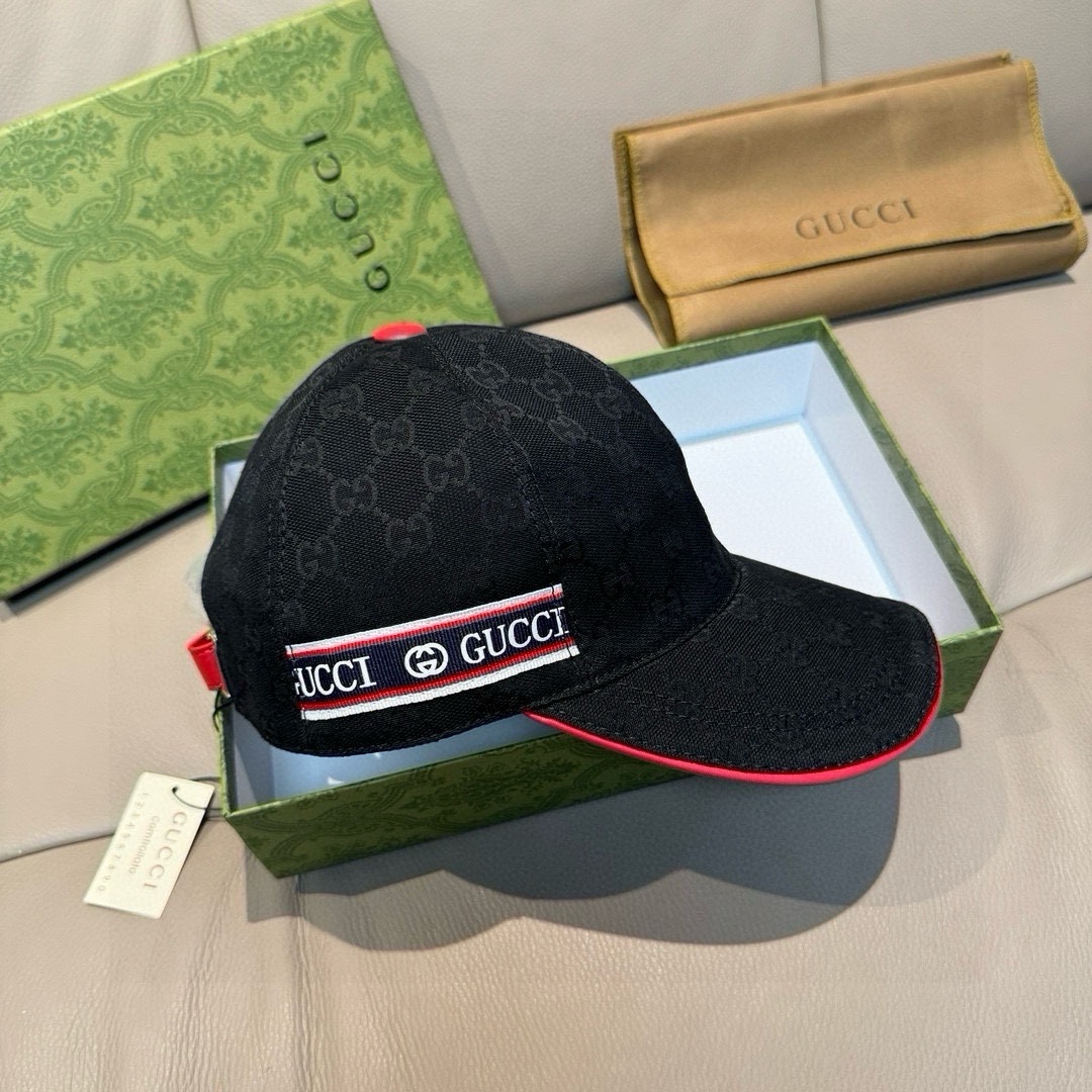 配包装布袋Gucci古奇新款原单棒球帽logo织带专柜1:1开模订制原版帆布面料+头层牛皮轻盈透气！基础