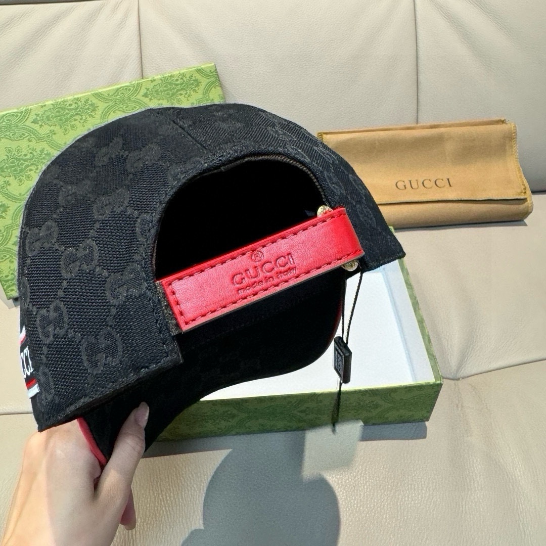 配包装布袋Gucci古奇新款原单棒球帽logo织带专柜1:1开模订制原版帆布面料+头层牛皮轻盈透气！基础