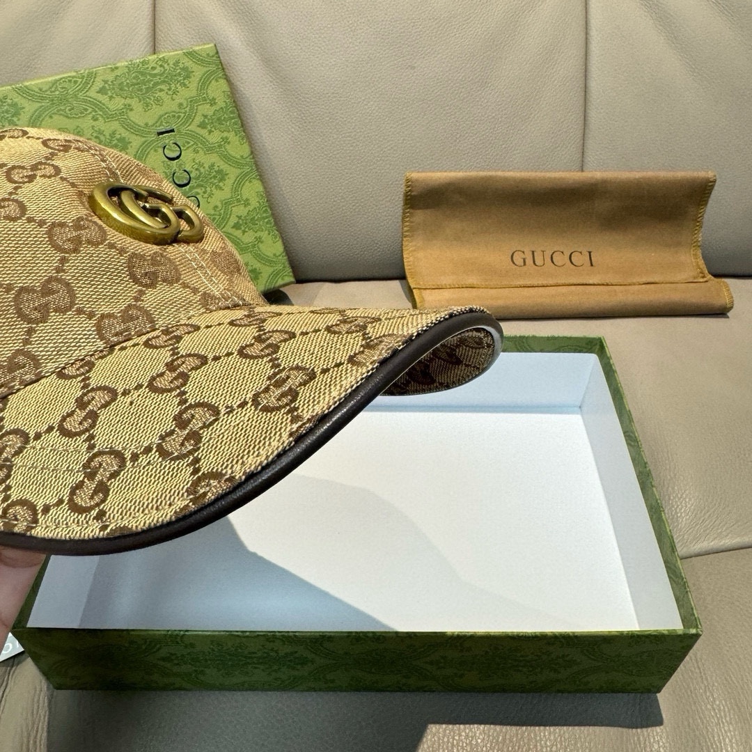 新款到货！配包装布袋Gucci古奇新款原单棒球帽金属双G专柜最新款1:1开模订制正版开模五金原版帆布料+