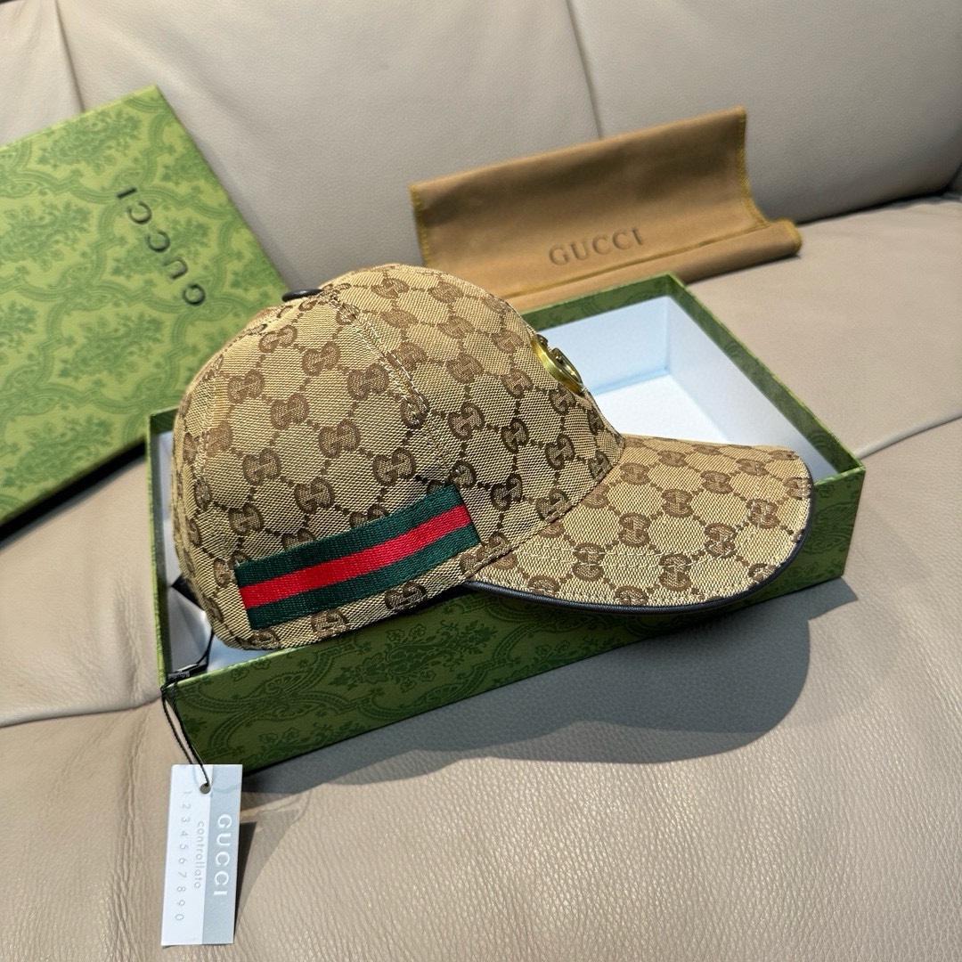 新款到货！配包装布袋Gucci古奇新款原单棒球帽金属双G专柜最新款1:1开模订制正版开模五金原版帆布料+
